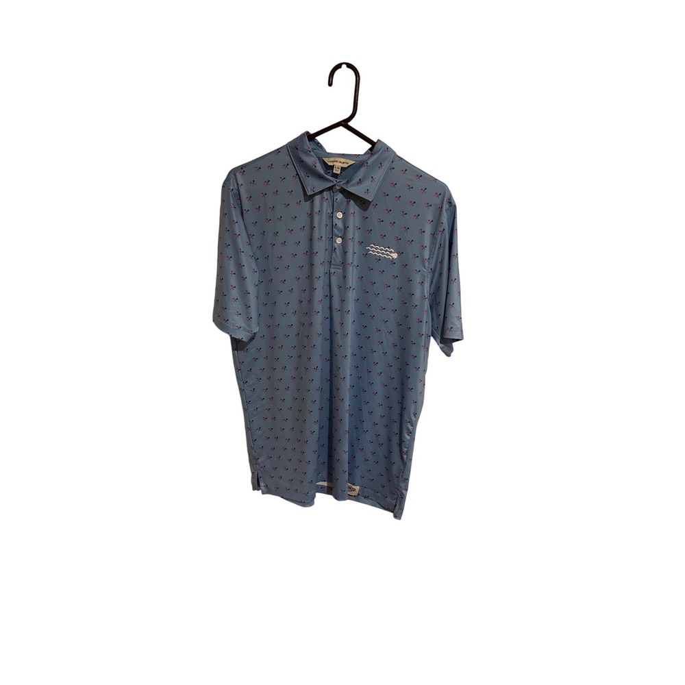 Lacrosse Unlimited Mens USA Lax Polo Shirt Blue Flag Sticks Large 2015234